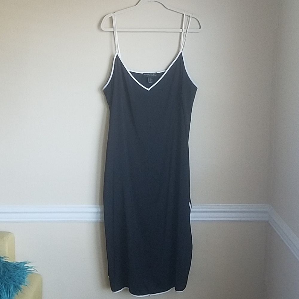 Black Forever 21 Plus Size Slip Midi Dress